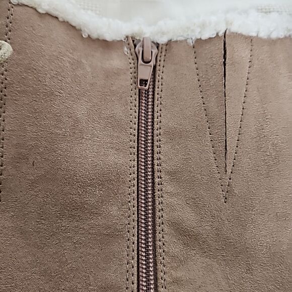 Just Fab Asher Sherpa-Lined Lace-Up Heel Boots Taupe 8.5 - Picture 14 of 16